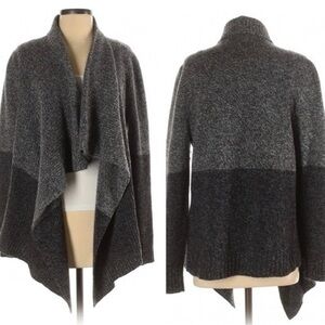 The Kooples Sport Open Front Cardigan Wool Blend Small Color Blocked Gray